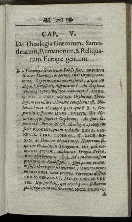 Cap. V. De Theologia Græcorum, Samothracum, Romanorum, & Reliquarum Europæ gentium