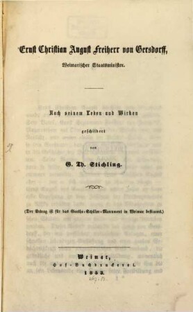 Ernst Christian August Freihern von Gersdorff, Weimarischer Staatsminister