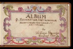 [Stammbuch] Album D. mecoenatum, patronorum promotorum, fauturum et. amicorum, pro Joh. Georgio Schwartzio, Burglengf. Palat.