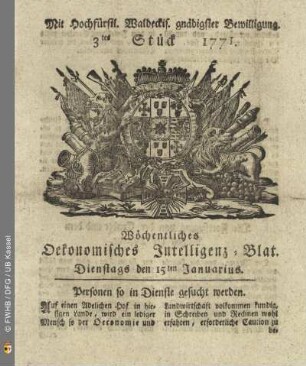 3tes Stück, Dienstags den 15ten Januarius 1771