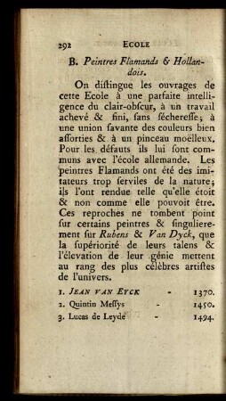 B. Peintres Flamands & Hollandois.