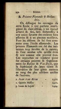 B. Peintres Flamands & Hollandois.