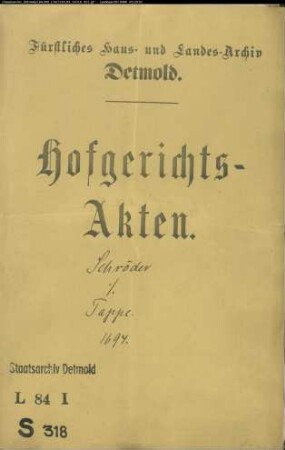 Schröder, Tönies in Blomberg gegen Ursula Tappe in Schwalenberg - Erbschaft