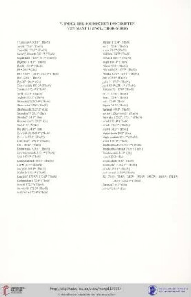 V. Index der sogdischen Inschriften von MANP 11 (incl. Thor-Nord)