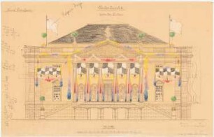 Königliche Oper (auch: Staatsoper unter den Linden, Lindenoper), Berlin Festdekoration: Festdekoration Fassade Unter den Linden 1:100