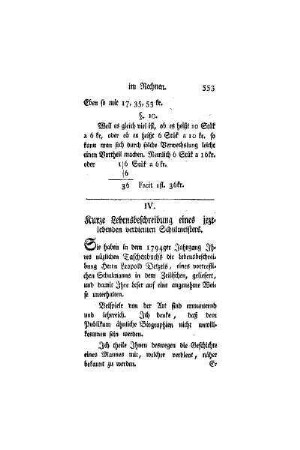 Kurze Lebensbeschreibung eines jetztlebenden verdienten Schulmeisters