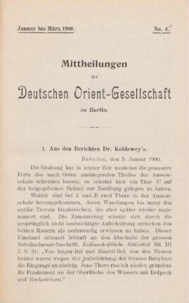 1. Aus den Berichten Dr. Koldewey's