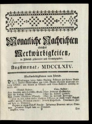 Augstmonat, , MDCCLXIV