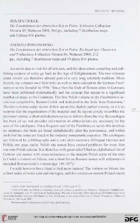 7: [Rezension von: Renata Ciołek, Die Fundmünzen der römischen Zeit in Polen, Schlesien - Andrzej Romanowski, Die Fundmünzen der römischen Zeit in Polen, Rechtsufriges Masowien und Podlachien]