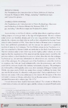 7: [Rezension von: Renata Ciołek, Die Fundmünzen der römischen Zeit in Polen, Schlesien - Andrzej Romanowski, Die Fundmünzen der römischen Zeit in Polen, Rechtsufriges Masowien und Podlachien]