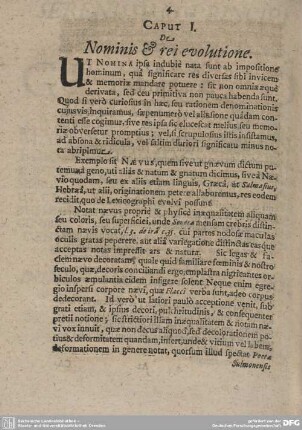 Caput I. De Nominis et rei evolutione.