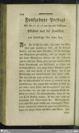 Funfzehnte Predigt über Luc. 17, 15. 16