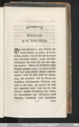 Vorbericht zu der dritten Auflage.