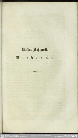 Erster Abschnitt. Viehzucht