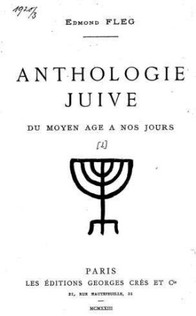 Anthologie juive / Edmond Fleg