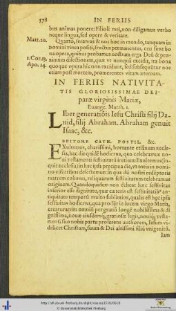 In Feriis Nativitatis Gloriosissimae Deiparæ Virginis Mariæ