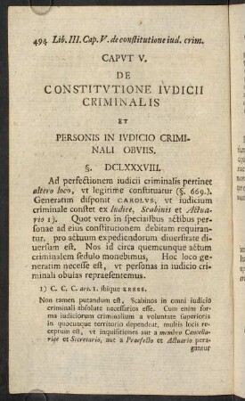 494-508, Caput V. De constitutione iudicii criminalis et personis in iudicio criminali obviis. - Caput VI. De processu criminali.