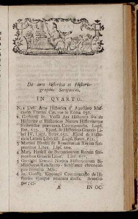 De arte historia et Historiographis Scriptores. - Numismatica.