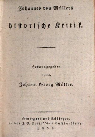 Johannes von Müllers sämmtliche Werke. 27, Historische Kritik