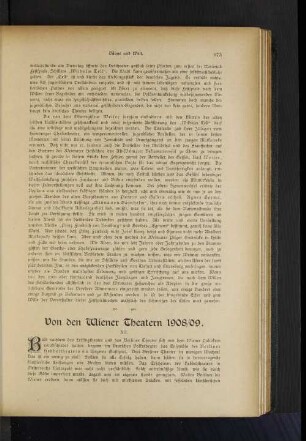 Von den Wiener Theatern 1908/09