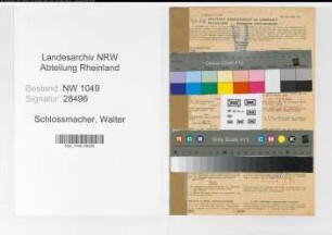 Entnazifizierung Walter Schlossmacher , geb. 18.06.1896 (Apotheker)