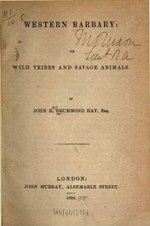 Western barbary : Its wild tribes and savage animals