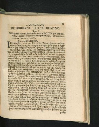Additamenta De Hodierno Jubilaeo Romano.