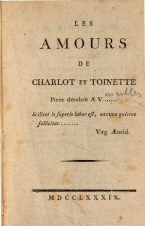Les Amours de Charlot et Toinette