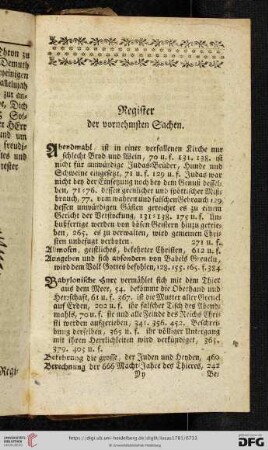 Register der vornehmsten Sachen