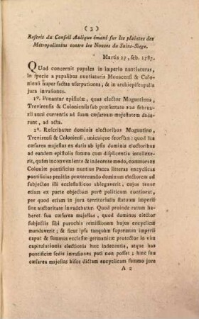 Rescrit du Conseil Aulique de l'empereur : émané sur les plaintes des métropolitains contre les nonces du Saint-Siège