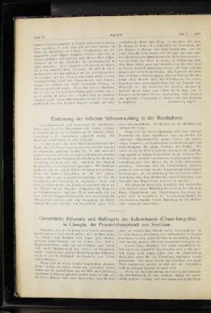 Einführung der örtlichen Selbstverwaltung in der Mandschurei.