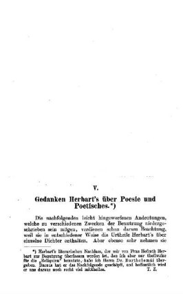 Gedanken Herbart's über Poesie und Poetisches