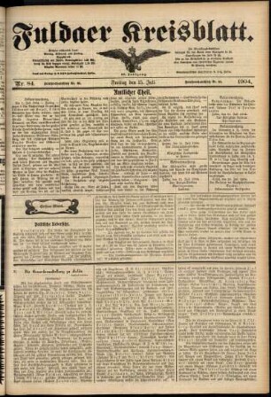 Erste Ausgabe vom Freitag, den 15. Juli 1904.
