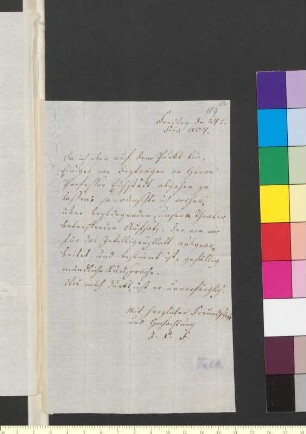Brief von Falk, Johannes Daniel an Goethe, Johann Wolfgang von