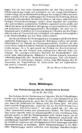 351-354, III. Kurze Mitteilungen
