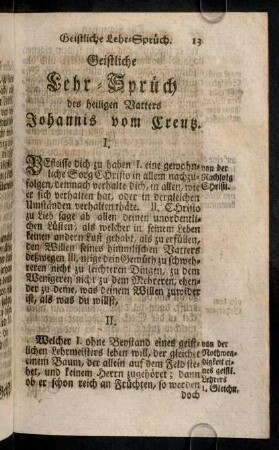 13-24, Geistliche Lehr-Spruech des heiligen Vatters Johannis ...