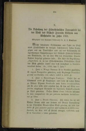 X. Die Bestechung des Hildesheimischen Damcapitels bei der Wahl des Bischofs Friedrich Wilhelm von Westphalen im Jahre 1763