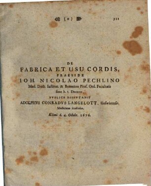 De fabrica et usu cordis : [Kilonii 1676]