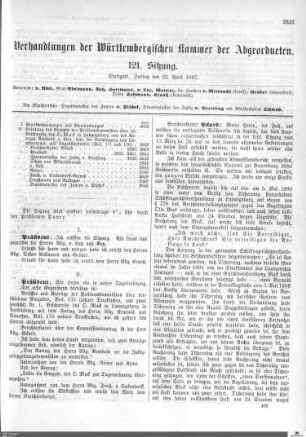 121. Sitzung, Stuttgart, 23.4.1897