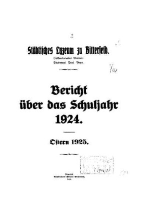 1924/25: Bericht ... - 1924/25
