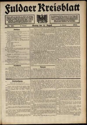 Ausgabe vom Montag, den 12. August 1912.