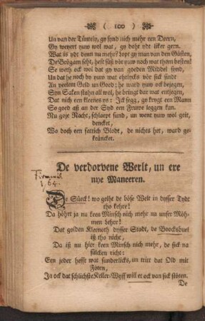 De verdorbene Werlt, un ere nye Maneeren