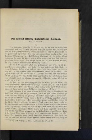 Die wirtschaftliche Entwicklung Samoas.