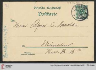Postkarte von Otto Puchstein an Carl Bezold