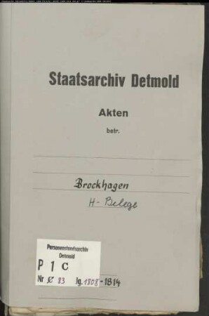 Belegakten zum Heiratsregister der evangelischen Gemeinde Brockhagen, Kreis Halle (1808-1814)
