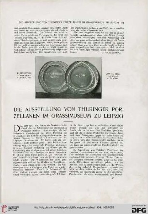 Die Ausstellung von Thüringer Porzellanen im Grassimuseum zu Leipzig