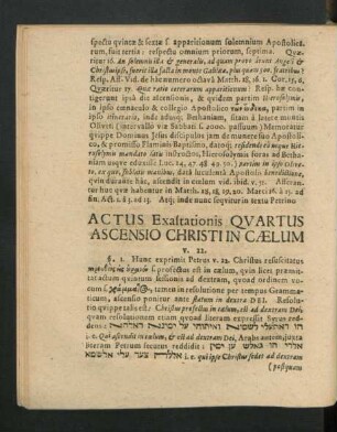 Actus Exastationis Quartus Ascensio Christi In Caelum.