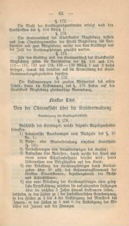 Fünfter Titel. Von der Oberaufsicht über die Kreisverwaltung.
