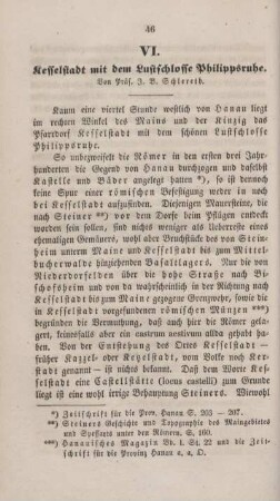 VI. Kesselstadt mit dem Luftschlosse Philippsruhe.