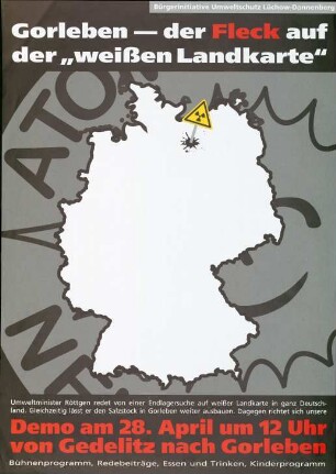 Fleck auf der weißen Landkarte